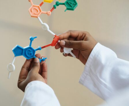 scientist researcher examining DNA aging science in laboratory