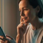 Person checking symptoms with an AI health chatbot on a smartphone at home