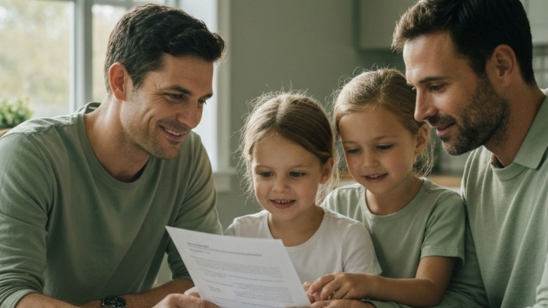 Family reviewing critical illness insurance documents together at home